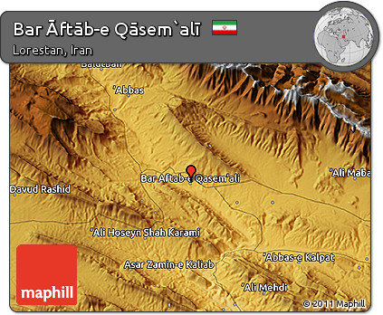 Physical 3D Map of Bar Āftāb-e Qāsem`alī