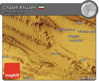 Physical 3D Map of Chāleh Khūzeh