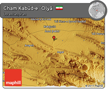 Physical 3D Map of Cham Kabūd-e `Olyā