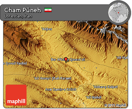Physical 3D Map of Cham Pūneh