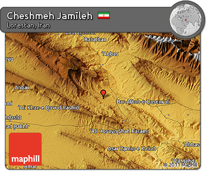 Physical 3D Map of Cheshmeh Jamīleh