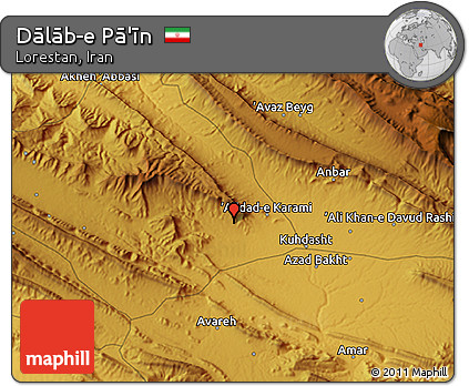 Physical 3D Map of Dālāb-e Pā'īn