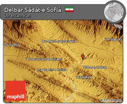 Physical 3D Map of Delbar Sādāt-e Soflá