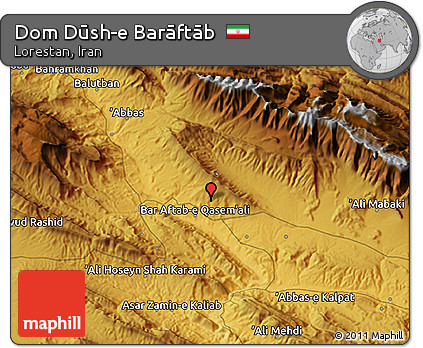 Physical 3D Map of Dom Dūsh-e Barāftāb