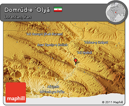 Physical 3D Map of Domrūd-e `Olyā
