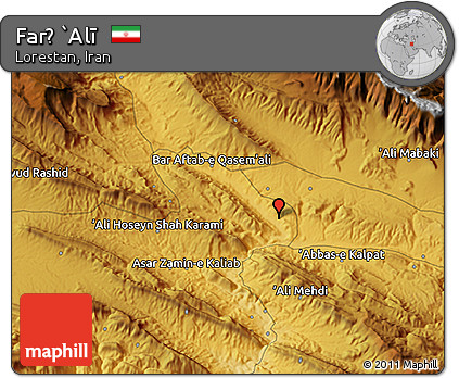 Physical 3D Map of Farẕ `Alī