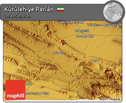 Physical 3D Map of Kūtūleh-ye Parīān