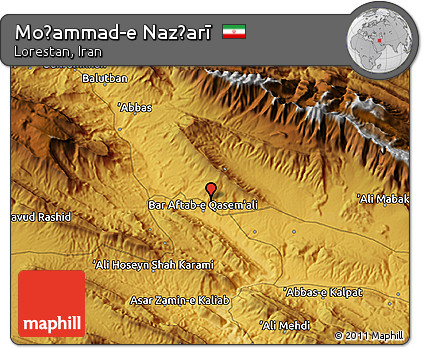 Physical 3D Map of Moḩammad-e Naz̧arī