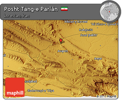 Physical 3D Map of Posht Tang-e Parīān