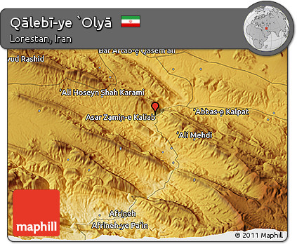 Physical 3D Map of Qālebī-ye `Olyā