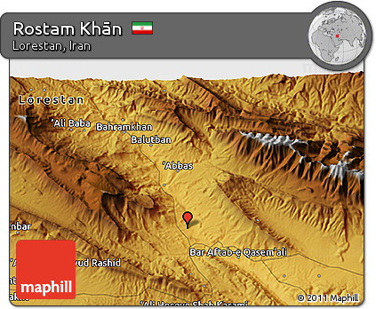 Physical 3D Map of Rostam Khān
