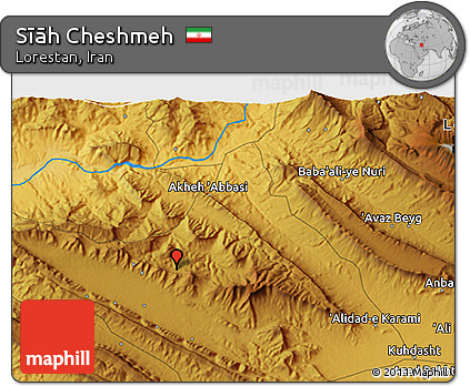 Physical 3D Map of Sīāh Cheshmeh