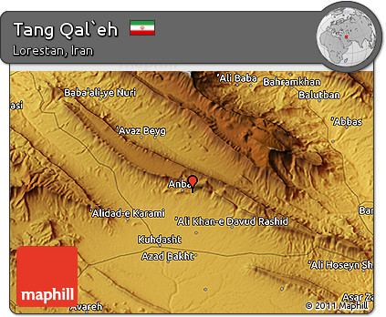 Physical 3D Map of Tang Qal`eh