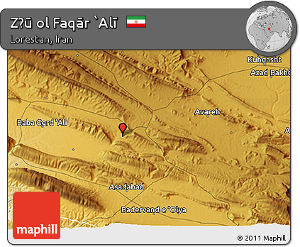 Physical 3D Map of Z̄ū Ol Faqār `Alī