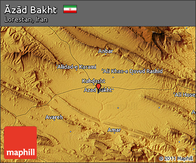 Physical 3D Map of Āzād Bakht