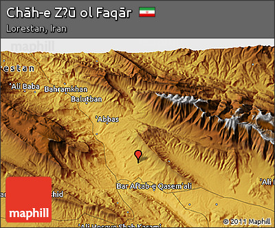 Physical 3D Map of Chāh-e Z̄ū Ol Faqār