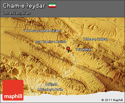 Physical 3D Map of Cham-e Ḩeydar