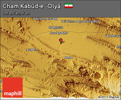 Physical 3D Map of Cham Kabūd-e `Olyā