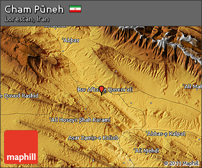 Physical 3D Map of Cham Pūneh