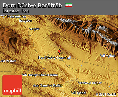 Physical 3D Map of Dom Dūsh-e Barāftāb