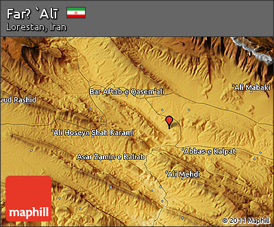 Physical 3D Map of Farẕ `Alī