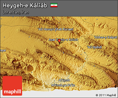 Physical 3D Map of Heygeh-e Kālīāb