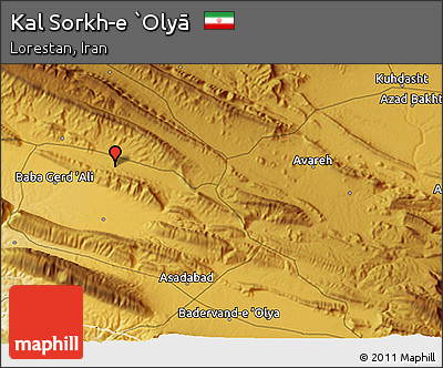 Physical 3D Map of Kal Sorkh-e `Olyā