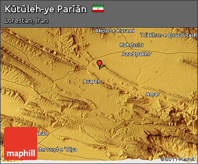 Physical 3D Map of Kūtūleh-ye Parīān