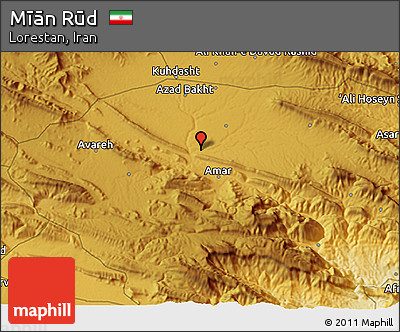 Physical 3D Map of Mīān Rūd