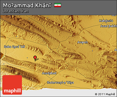 Physical 3D Map of Moḩammad Khānī
