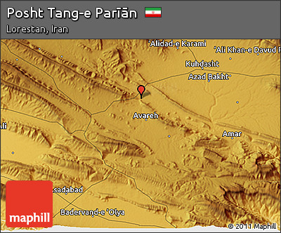 Physical 3D Map of Posht Tang-e Parīān