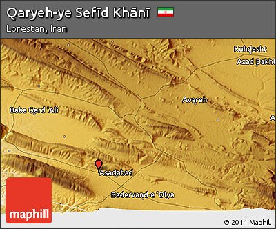 Physical 3D Map of Qaryeh-ye Sefīd Khānī
