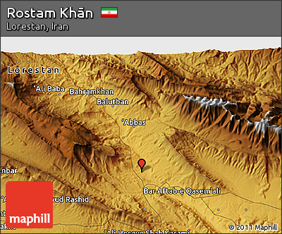 Physical 3D Map of Rostam Khān