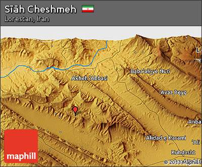 Physical 3D Map of Sīāh Cheshmeh