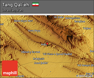 Physical 3D Map of Tang Qal`eh