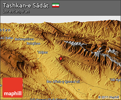 Physical 3D Map of Tashkan-e Sādāt
