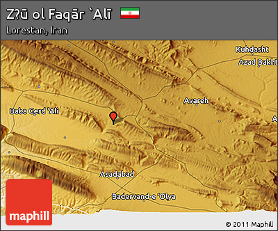 Physical 3D Map of Z̄ū Ol Faqār `Alī