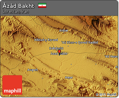 Physical 3D Map of Āzād Bakht