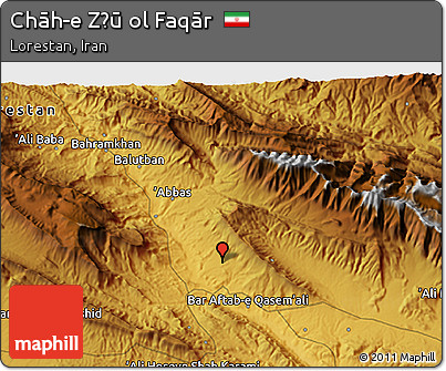 Physical 3D Map of Chāh-e Z̄ū Ol Faqār