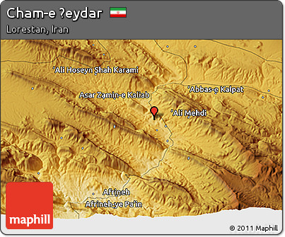 Physical 3D Map of Cham-e Ḩeydar