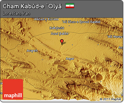 Physical 3D Map of Cham Kabūd-e `Olyā