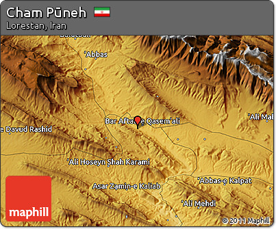 Physical 3D Map of Cham Pūneh