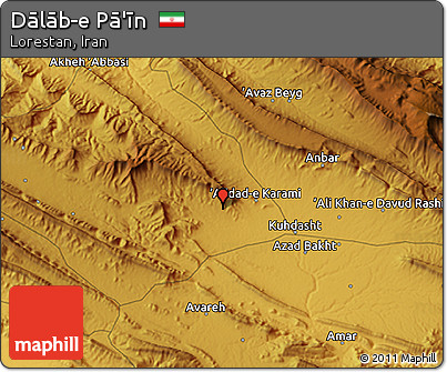 Physical 3D Map of Dālāb-e Pā'īn