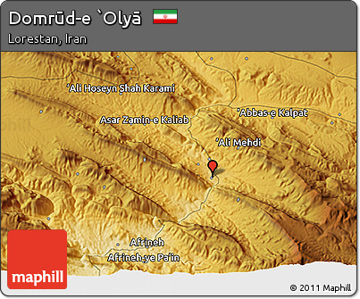 Physical 3D Map of Domrūd-e `Olyā