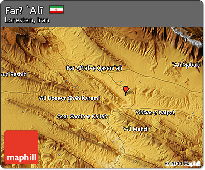 Physical 3D Map of Farẕ `Alī