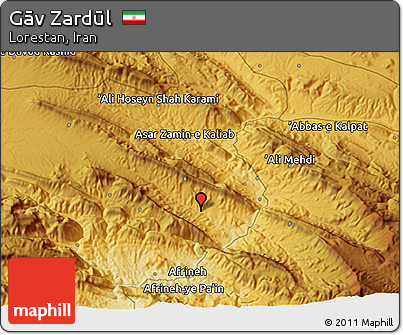 Physical 3D Map of Gāv Zardūl