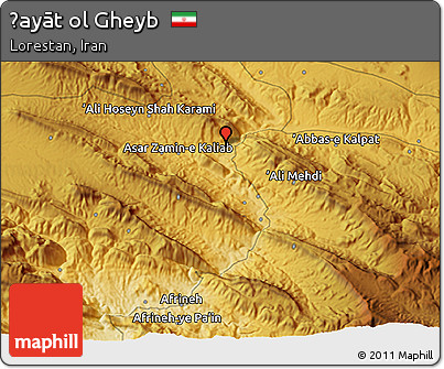 Physical 3D Map of Ḩayāt Ol Gheyb