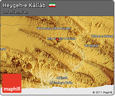 Physical 3D Map of Heygeh-e Kālīāb