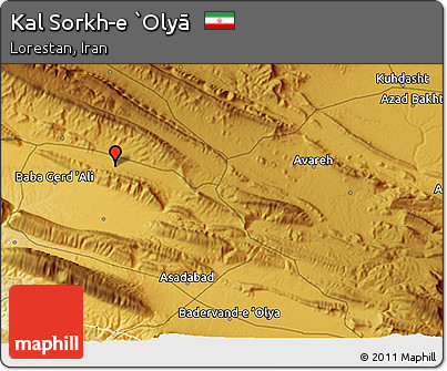 Physical 3D Map of Kal Sorkh-e `Olyā