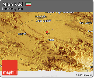 Physical 3D Map of Mīān Rūd